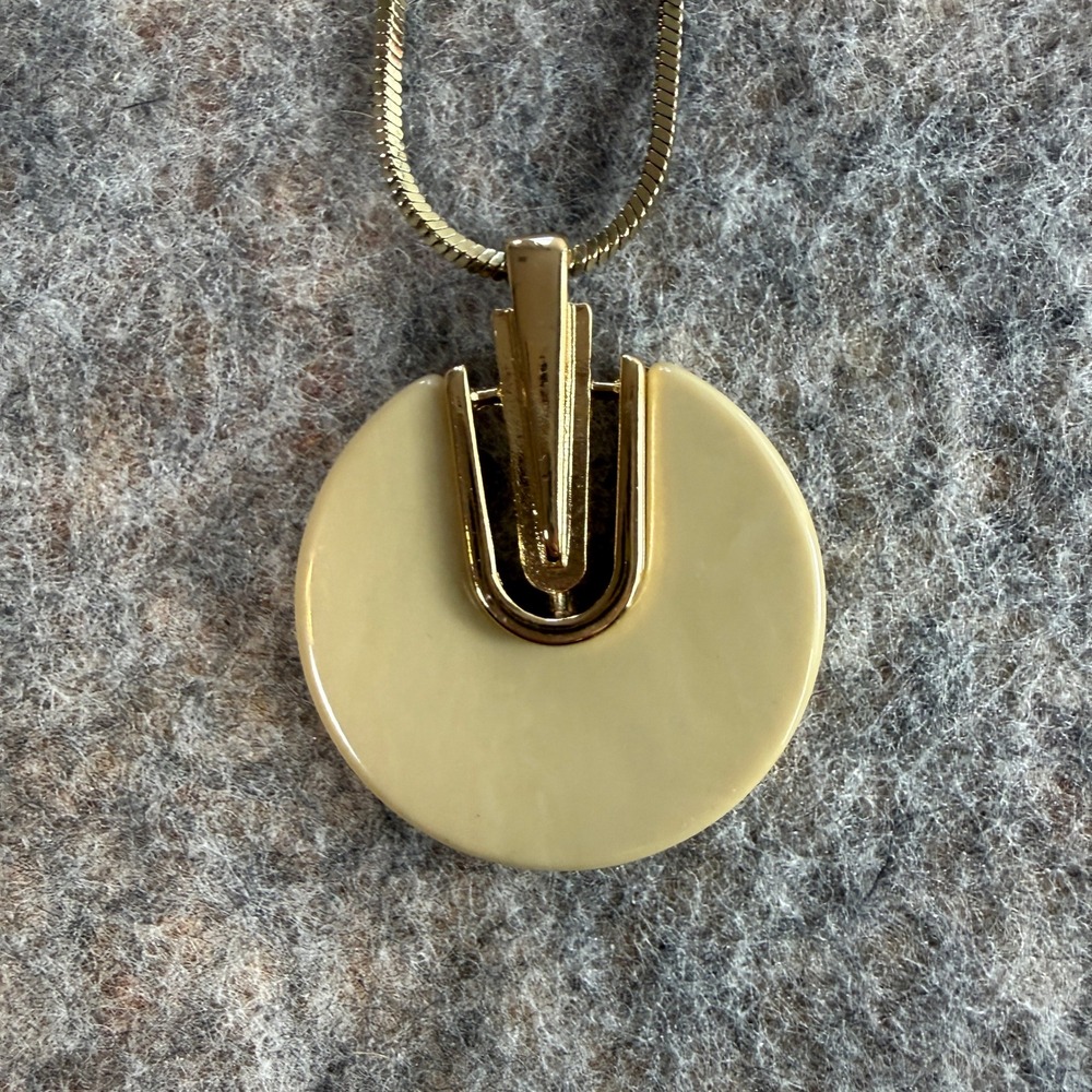 Banana Republic Pendant Necklace Women 18" L Gold Ivory Art Deco Snake Chain